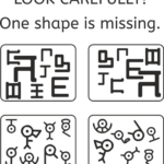 Look carefully, one shape is missing, visual perception, spatial perception, dyslexia, dyscalculia, reading, writing, math, worksheet, parents, children, school, homeschool