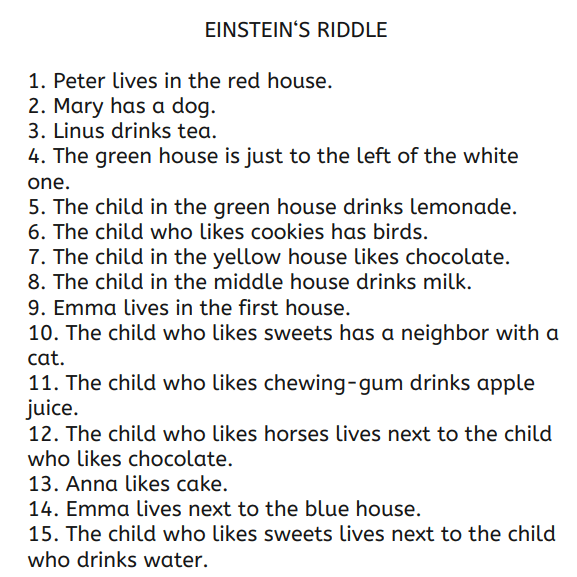Einstein’s riddle