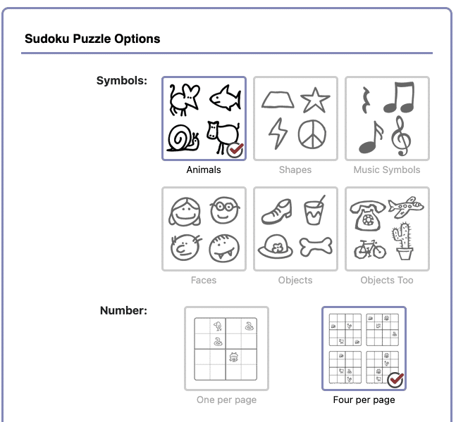 Symbol Sudokus for children
