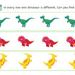 Dinosaur, perception training, children, freebie, no prep printable, parents, school, teacher, dyslexia, dyscalculia, AFS-method