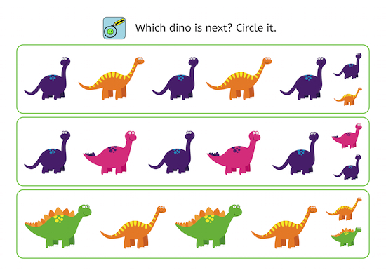 Dinosaur, perception training, children, freebie, no prep printable, parents, school, teacher, dyslexia, dyscalculia, AFS-method