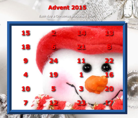 Christmas calender, christmas, dyslexia, dyscalculia, worksheets, free worksheets